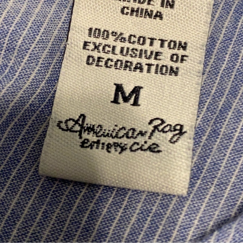 American Rag Striped Peplum Eyelet Tank, Blue-White, Size Medium - Picture 5 of 13
